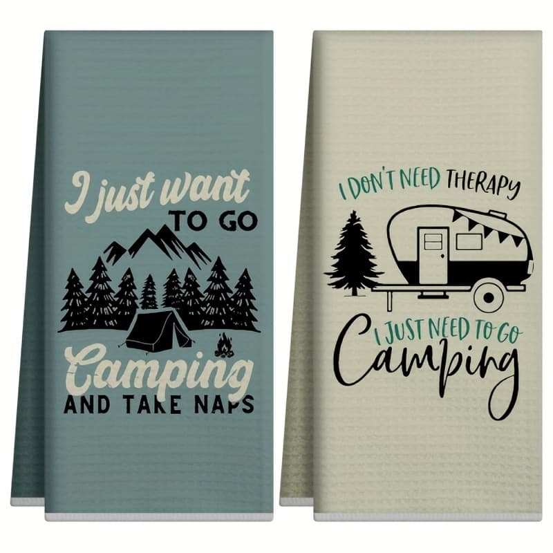 TEMU 1 Set Of 2pcs Camping Kitchen Towels, Camping Kitchen Decor, Farmhouse Gift, Rv Camping Kitchen Essential, Indoor Rv Accessory, Gift, Rv Dish Tea Towel