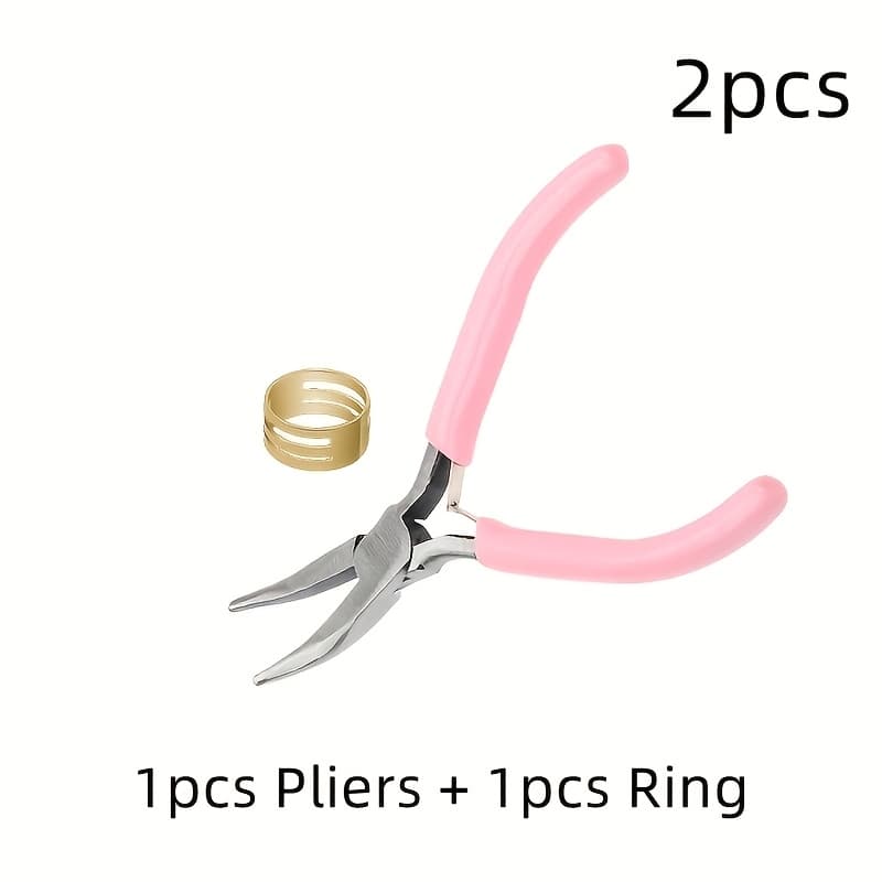 TEMU Of 2pcs Pliers And Opening Rings (black/yellow/pink), Mini Pliers Are Used For Jewelry Bead Products, Multifunctional Winding Tools, And