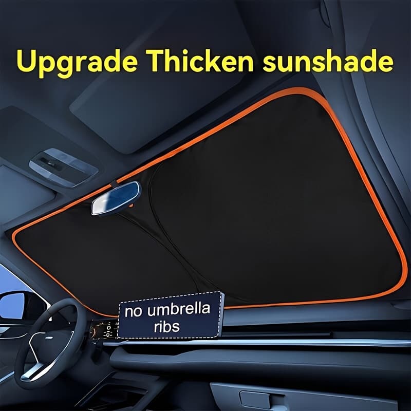 TEMU 2026 New Portable Thermal Insulation Sunshade, One-piece Car Sun Visor, Is A Upgraded Thickened Sunshade Designed For Car Windshields, Effectively Blocking Sunlight, , High-quality Fabric