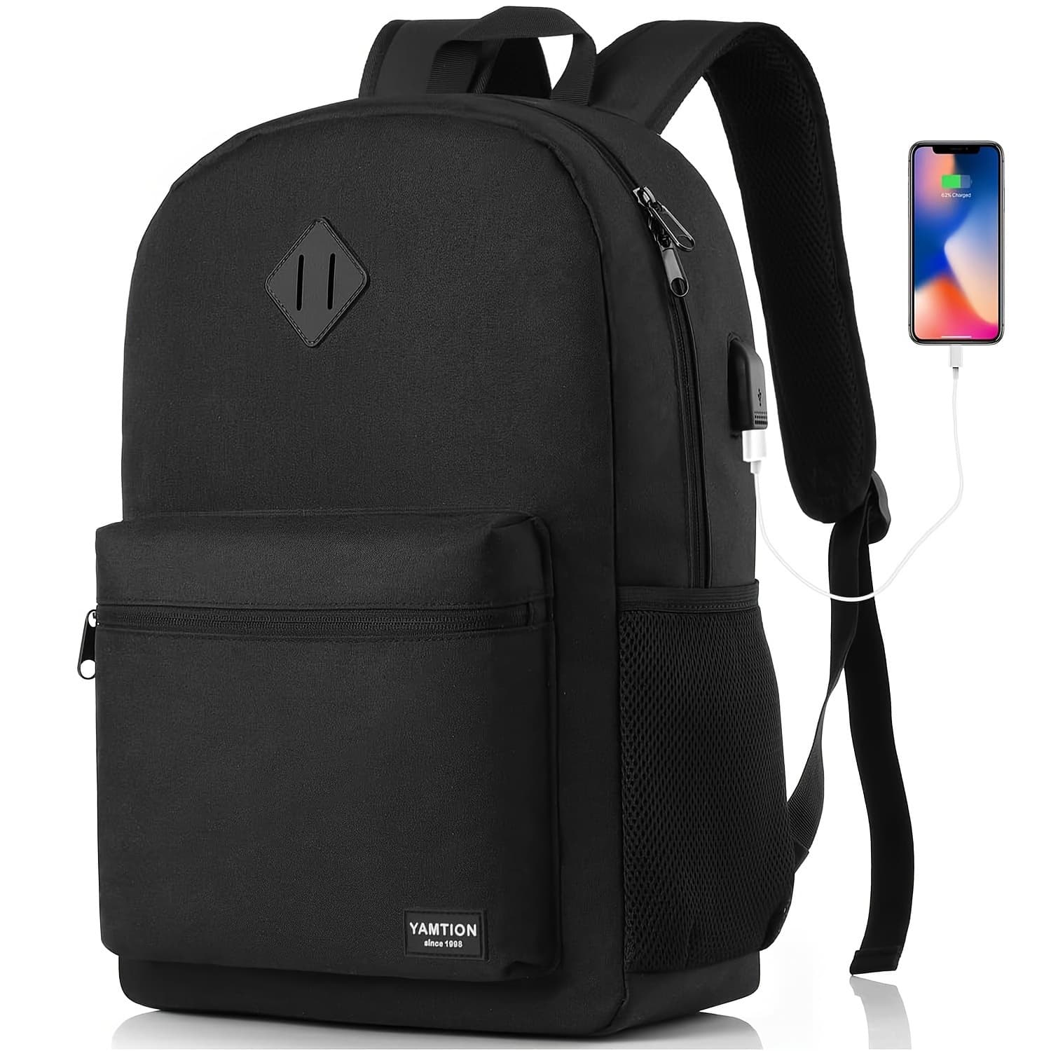 TEMU Simple Casual Backpack, Large Capacity School Bag, Minimalist Stylish Travel Bag, Solid Color Double-shoulder Bag