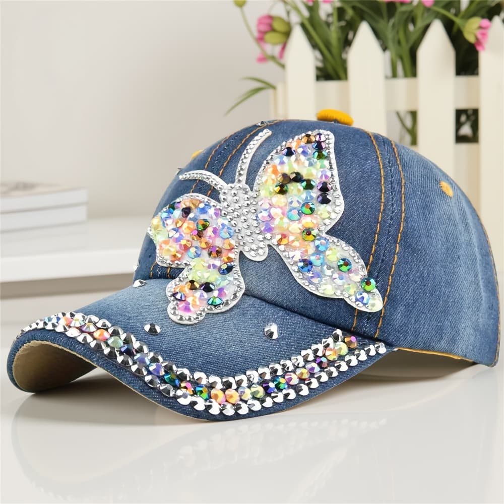 TEMU Sparkling Hat, Grass Colored Diamond Fashion Baseball , Outdoor Travel Sports Trend Comfortable Hat, Daily Wind Protection Sun Hat, Truck Driver Hat
