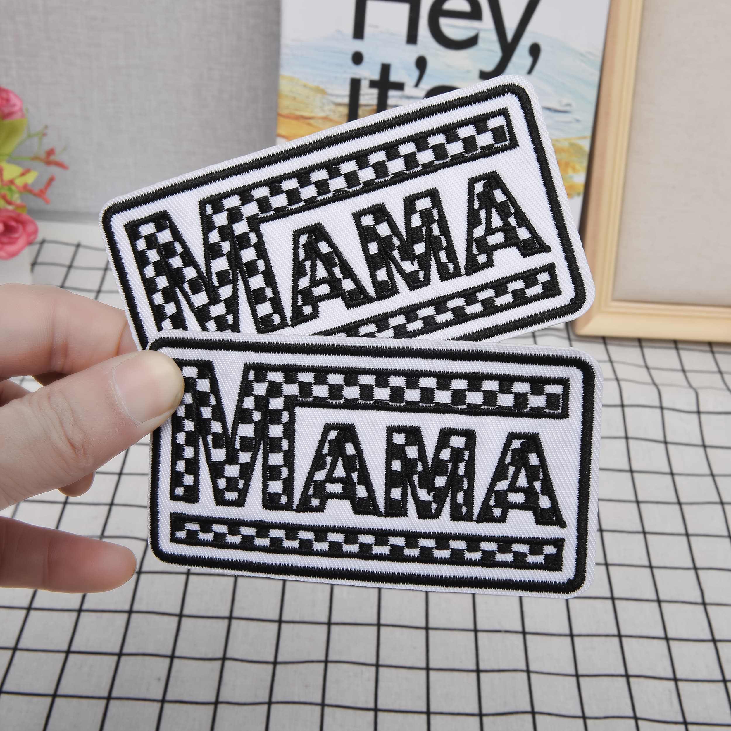 TEMU 4pcs Mama Embroidered Iron-on & Sew-on Patches Suitable For Decoration, Multicolor Letters With Ironer Application (no-sew For Trucker Hats, Caps, Bags) - Embroidry Patches