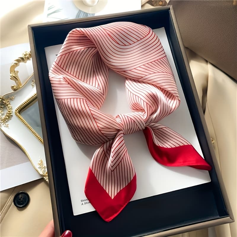 TEMU Basic Striped Scarf Thin Smooth Small Neck Scarf Headscarf Women