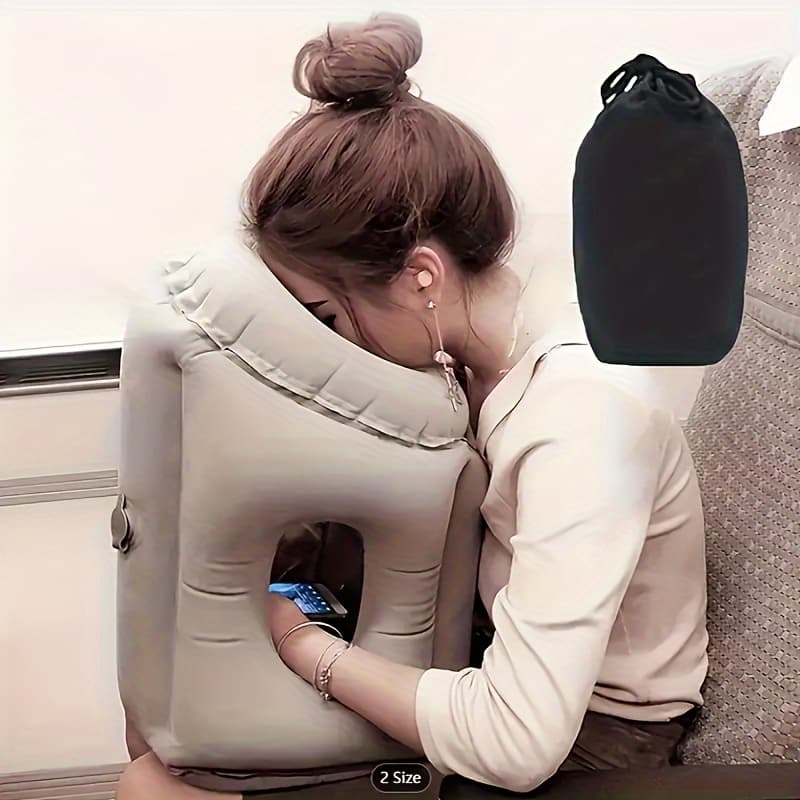 TEMU Inflatable Travel Pillow - Bedding, Portable Head Neck Rest For Airplanes, Cars, Buses, Trains, Office Napping, Camping - , Compact, Lightweight, And Soft For