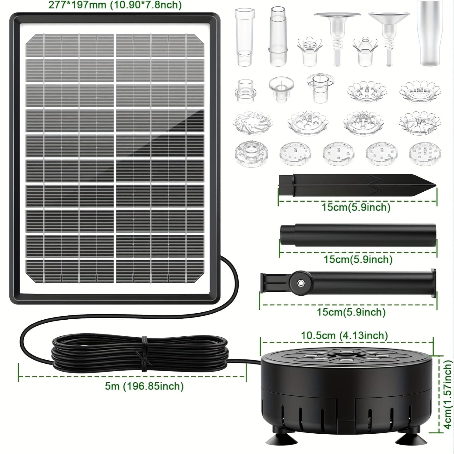 TEMU Solar Water Fountain With Colorful Led Lights & 4400mah Rechargeable Battery, Remote Control Solar Fountain Pump With 16 Nozzles And Charging Cable For Garden, Bird Bath, Pond And Outdoor