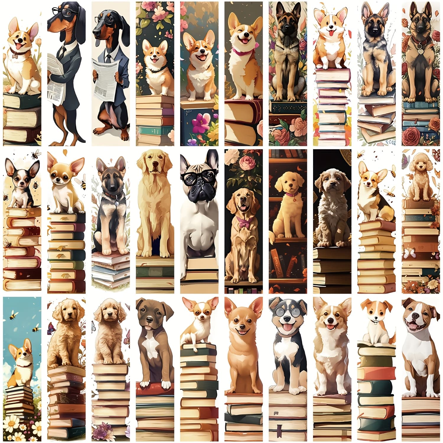 TEMU 30pcs Gutbd Dog-shaped Bookmarks - Color-coded Aesthetic Dog Breed Page Markers (puppies & Dogs) For Books, E-readers, Journals - Cute Reading For & S