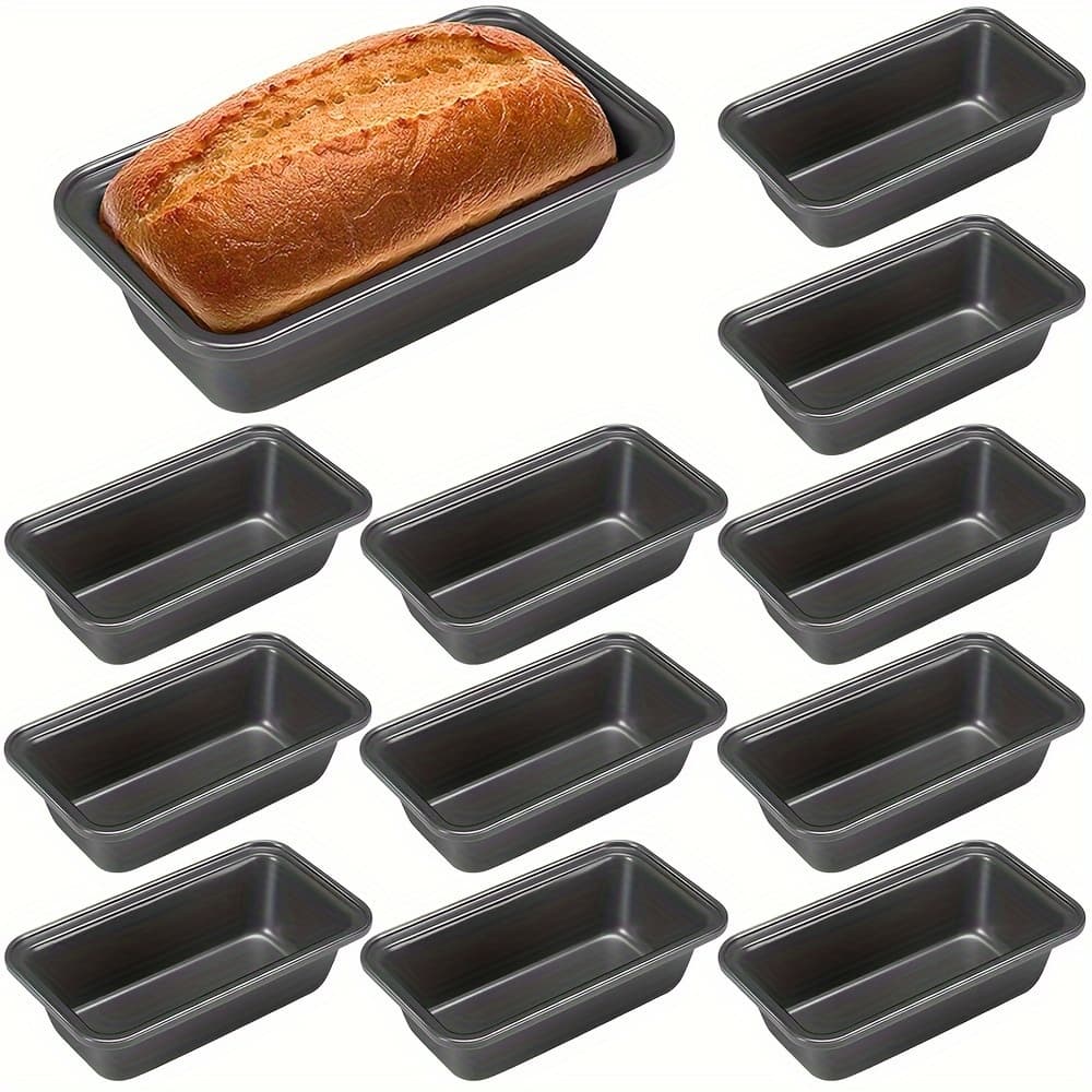 TEMU 12 Mini Baking Pan For Baking Bread Small Banana Bread Tin 6.1 X 3.3 X 2.1 Inch Carbon Steel Mini Roast Pan For Oven And Baking (light Grey)