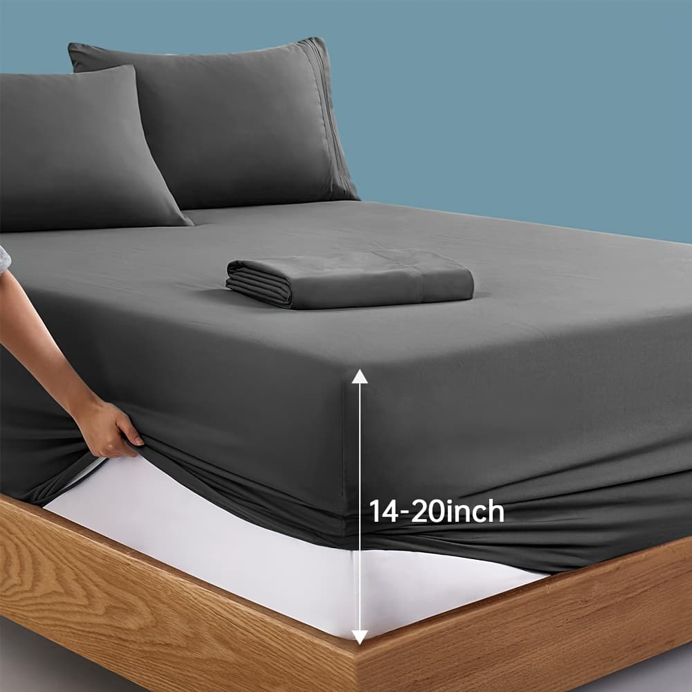 TEMU Extra Deep Pocket Queen Size Sheets Set - Hotel Luxury 2000 Sheets & Pillowcases - Adults&chi Bedding Set Up To 20inch Mattress - Bed Sheets 14-20inch Deep Pockets - 4pcs