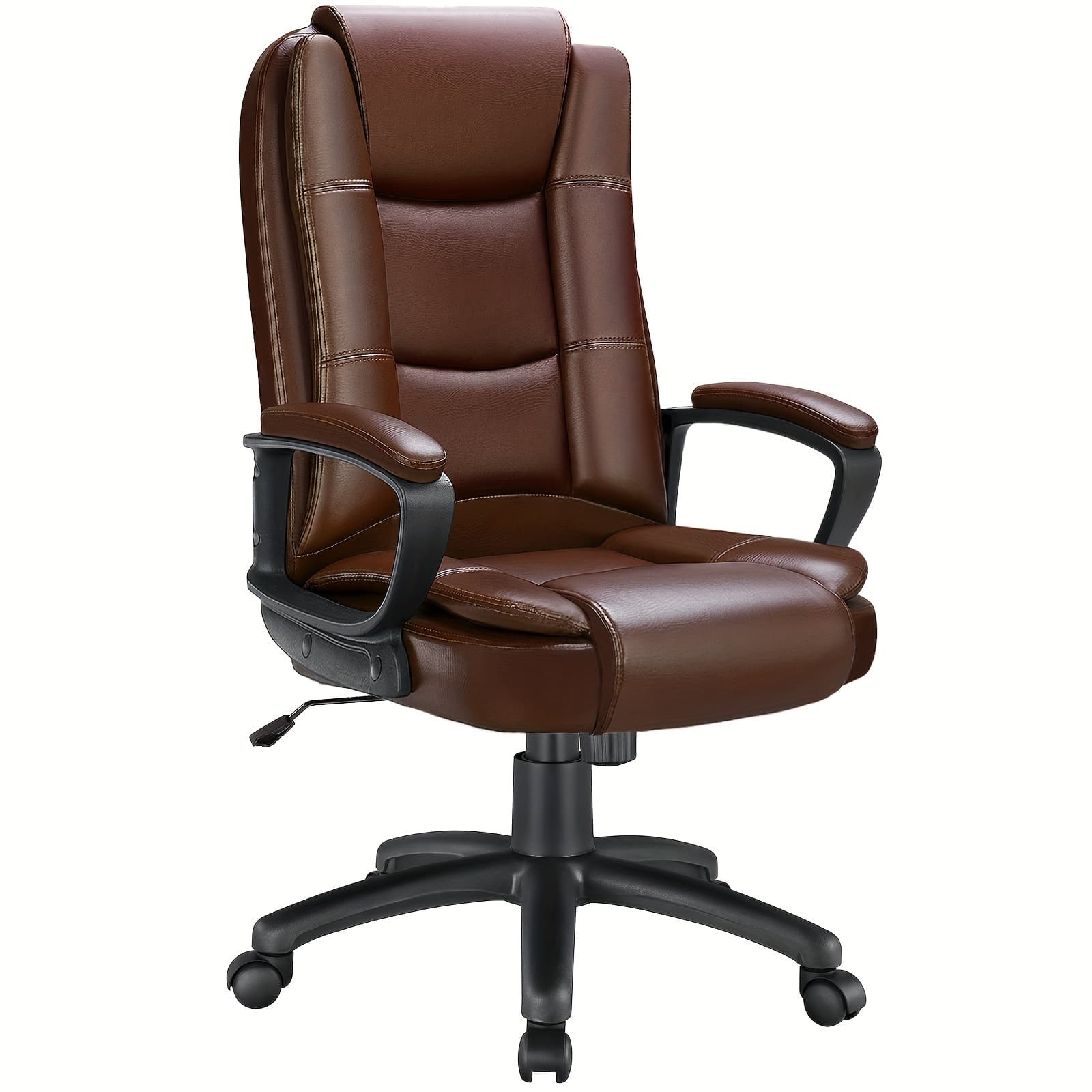 TEMU Office Desk Chair, Big And Tall Managerial Executive Chair, High Back Computer Chair, Ergonomic Adjustable Height Pu Leather Chairs With Cushions Armrest For Long Time Sitting