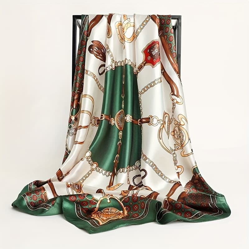 TEMU 1pc 35.4-inch Printed Square Scarf Multifunctional Use Shawl Headscarf Neck Scarf Material Feel