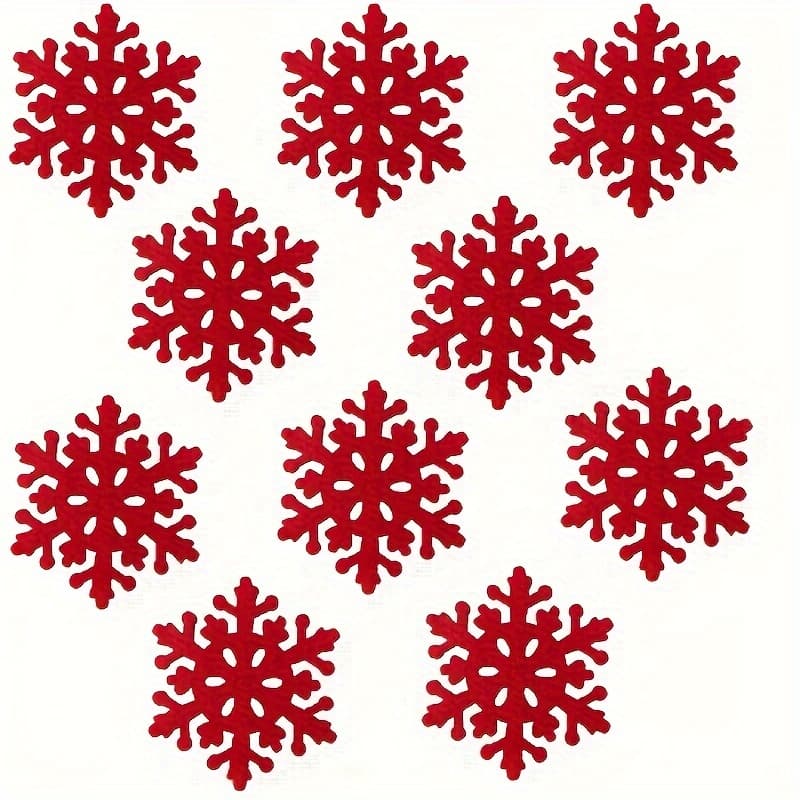 TEMU 12pcs Christmas Themed Coasters Table Decorations Red Felt Snowflake Coffee Coasters For Winter Wedding Party