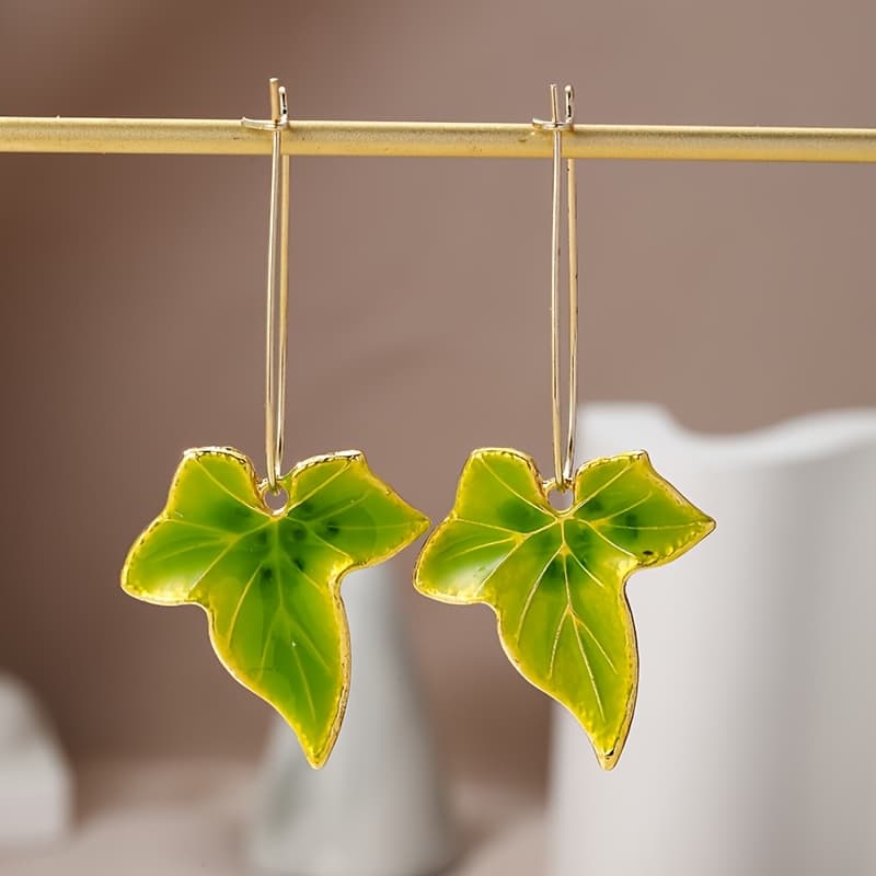 TEMU Leaf Earrings - Elegant Maple Leaf Shaped Jewelry For Party & Daily Wear, Versatile Gift, Maple Leaf Accessories (no Plating)
