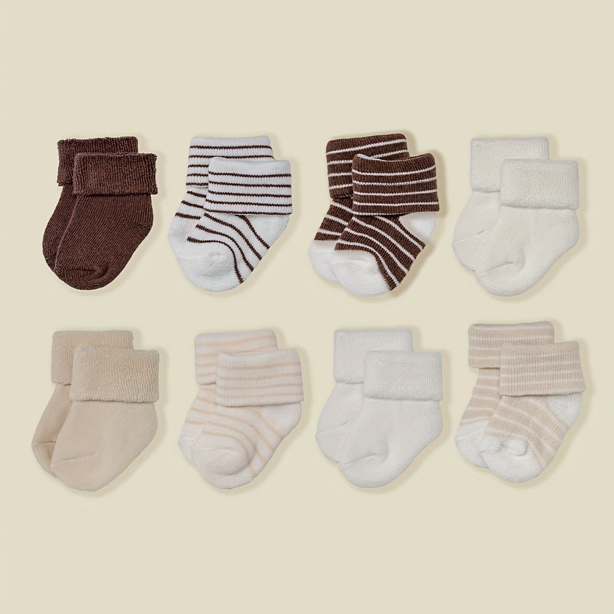 TEMU 8-pair Infant Autumn/winter Warm Thickened Terrycloth Socks, Newborn Baby Short Socks