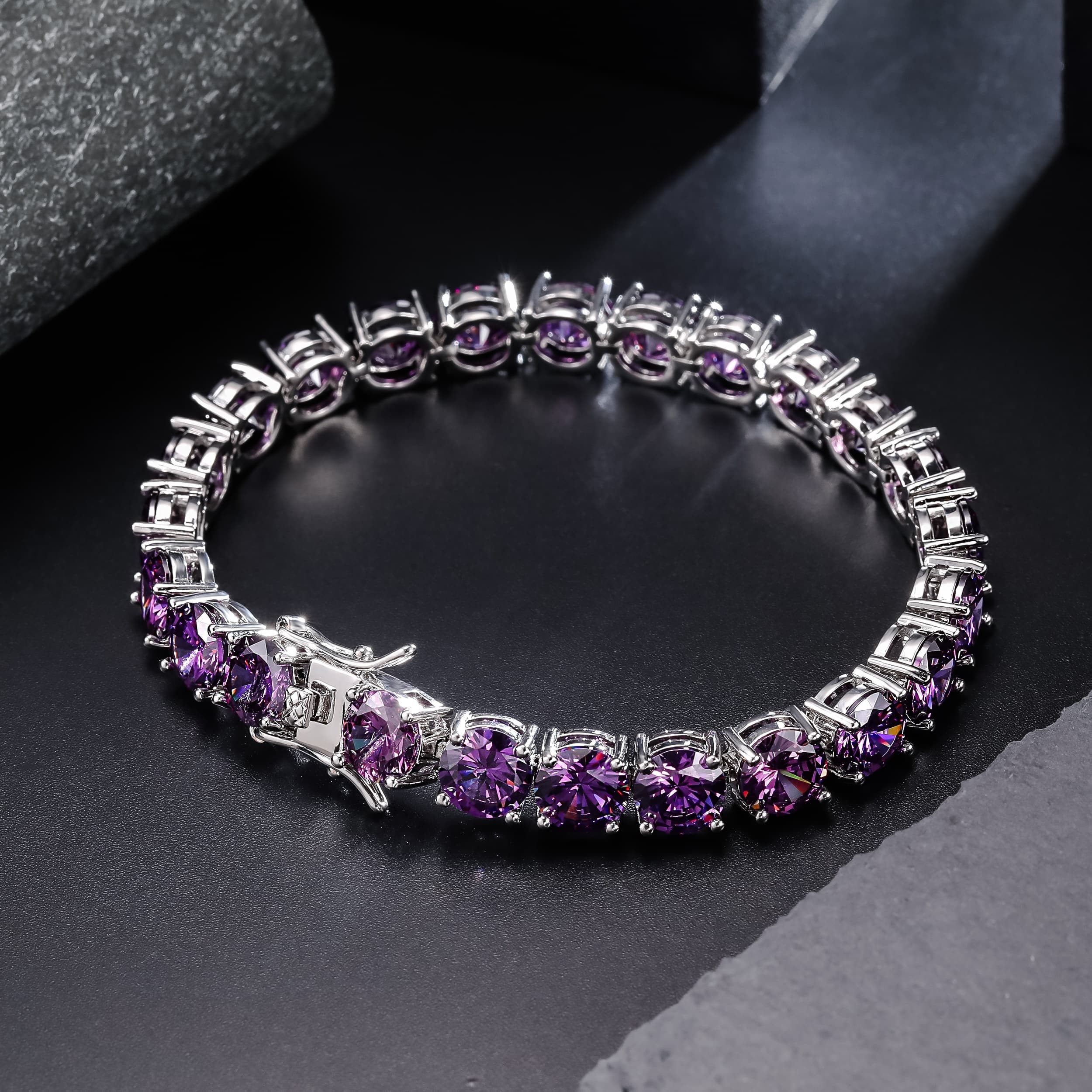 TEMU 1pc 8mm Purple Tennis Chain For Wedding Anniversary Concert, Daily Bracelet Additions For Men And Women, Thanksgiving, Christmas, Father's Day Holiday Gifts, Daily Gifts