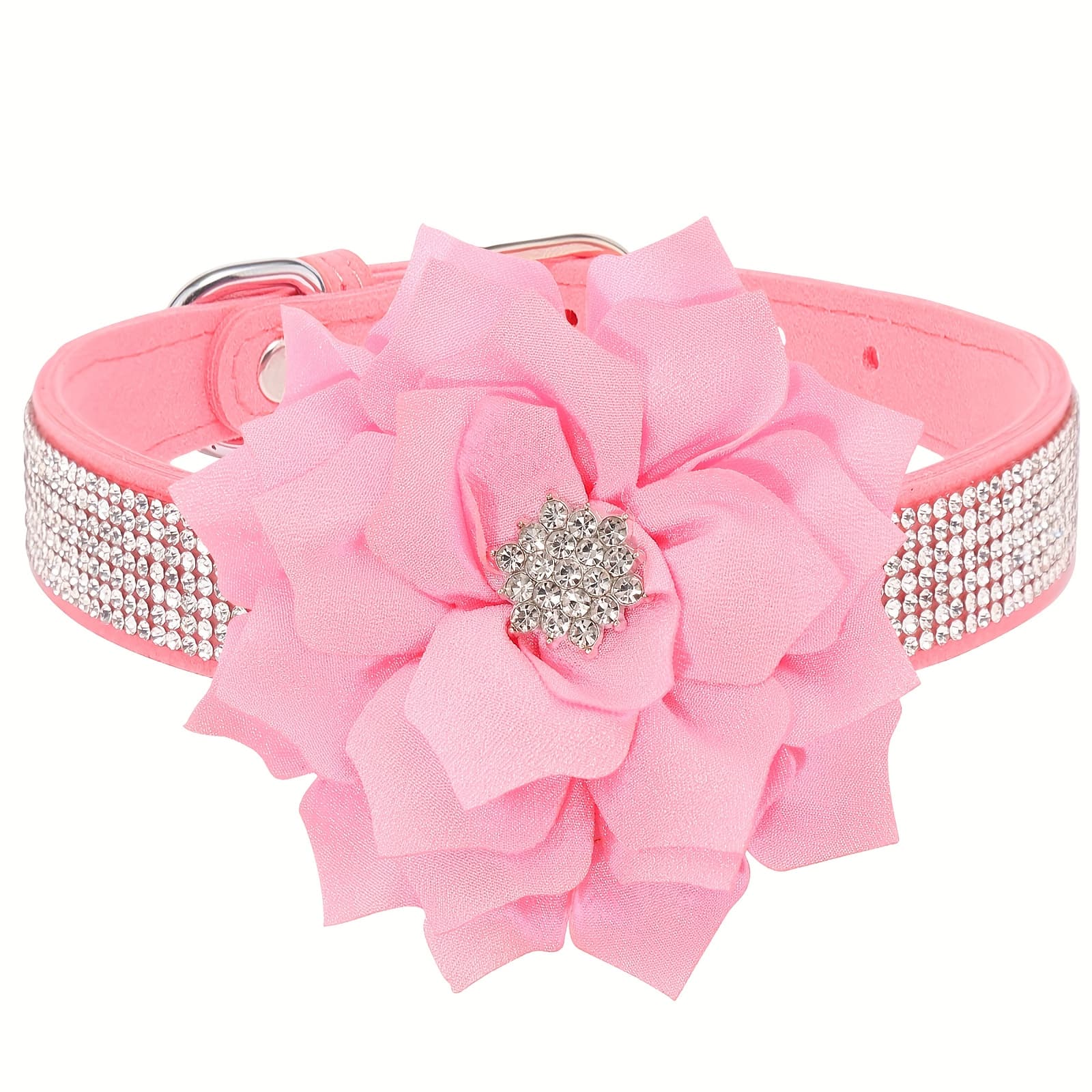 TEMU Mitooe Sparkling Dog Collar With Shining Flower - Adjustable Soft Pet Collar Suitable For Small & Medium Dogs, - Flower Decor, & Comfortable For Daily Wear, Parties, Weddings, Photo Shoots