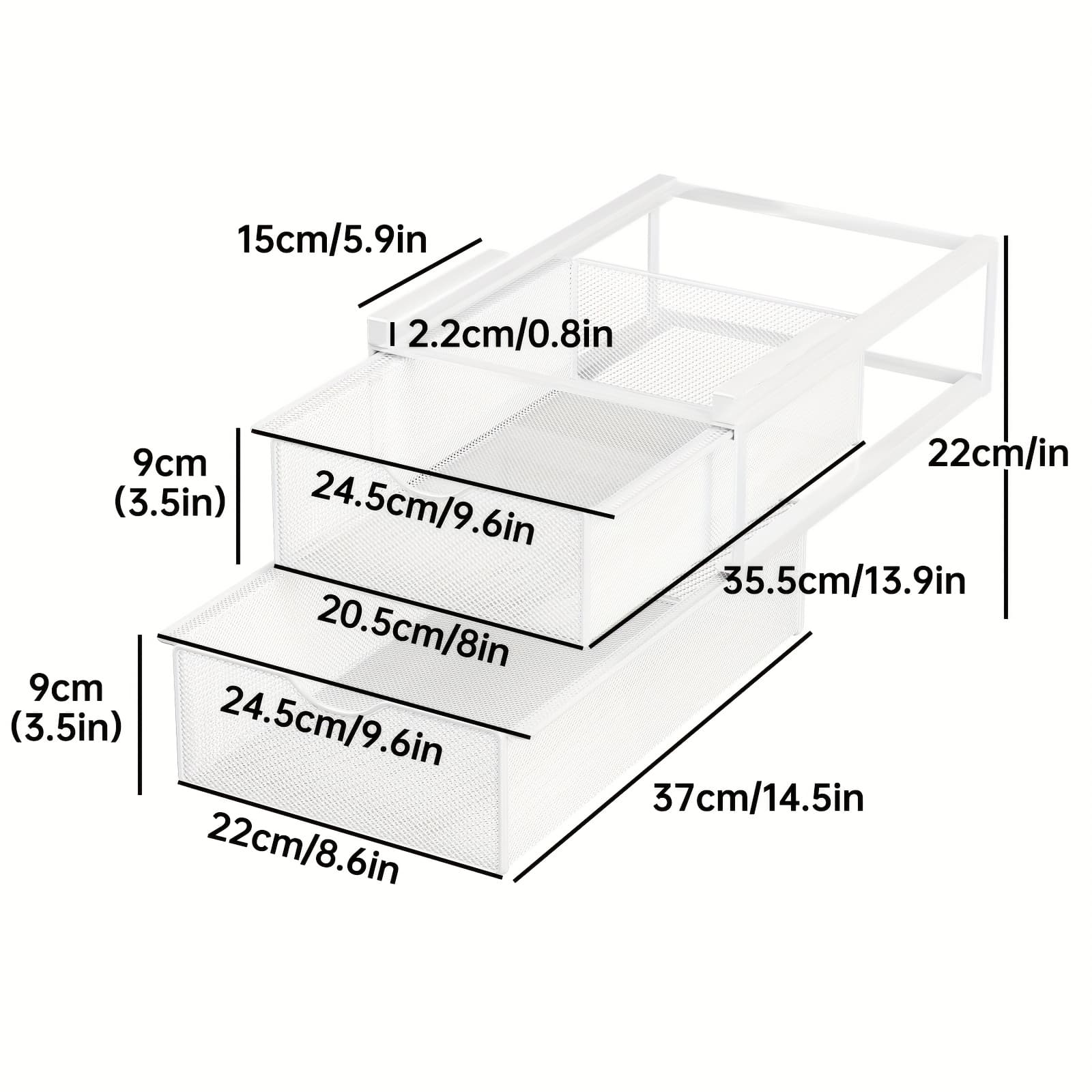 TEMU Stackable Pull-out Drawer Baskets With 2 Tiers - Ideal For Organizing Underwear, Socks, And Small Items, Suitable For Closet Shelves And Cabinets, In White