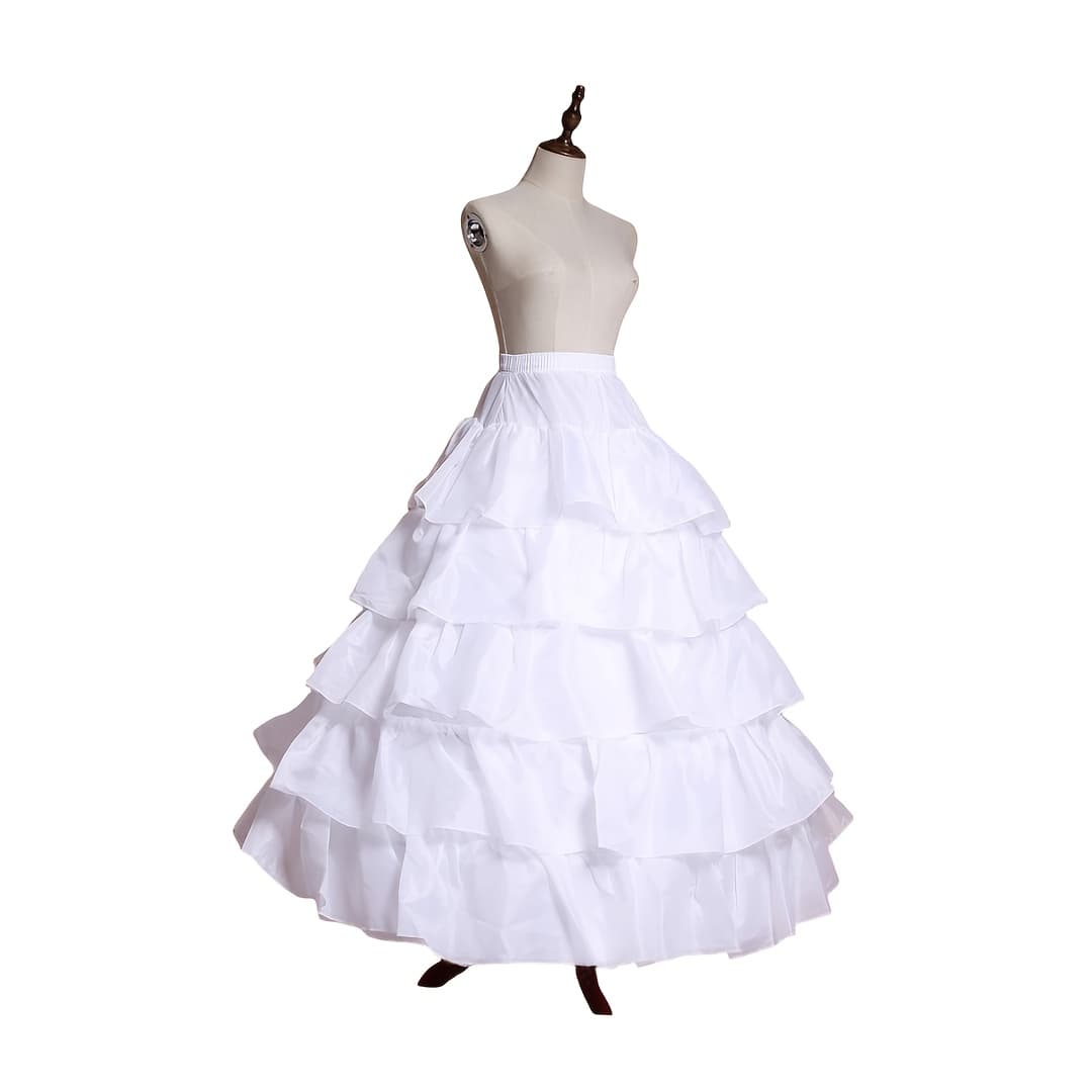 TEMU 1pc 4 Hoops 5 Ruffles Women's Bridal Petticoat Crinoline Skirt Ball Gown Underskirt For Wedding Dress