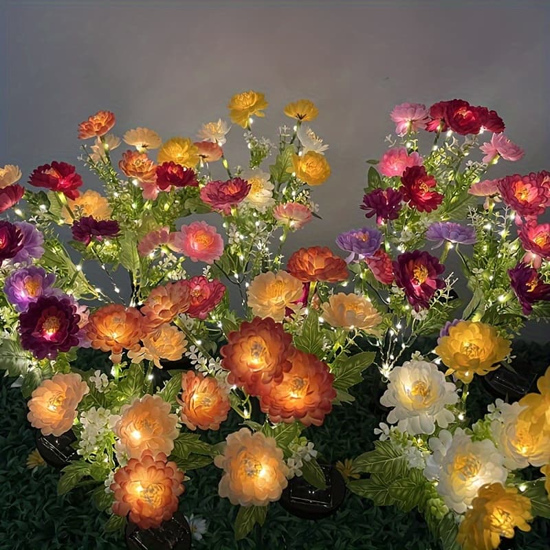 TEMU 5pcs Solar Garden Lights | Simulated That Light, Outdoor Waterproof Flower Lights, Suitable For Decorating Lawns, Gardens, , Courtyards | Warm And Gifts, Ideal For Father's Day, , Juneteenth