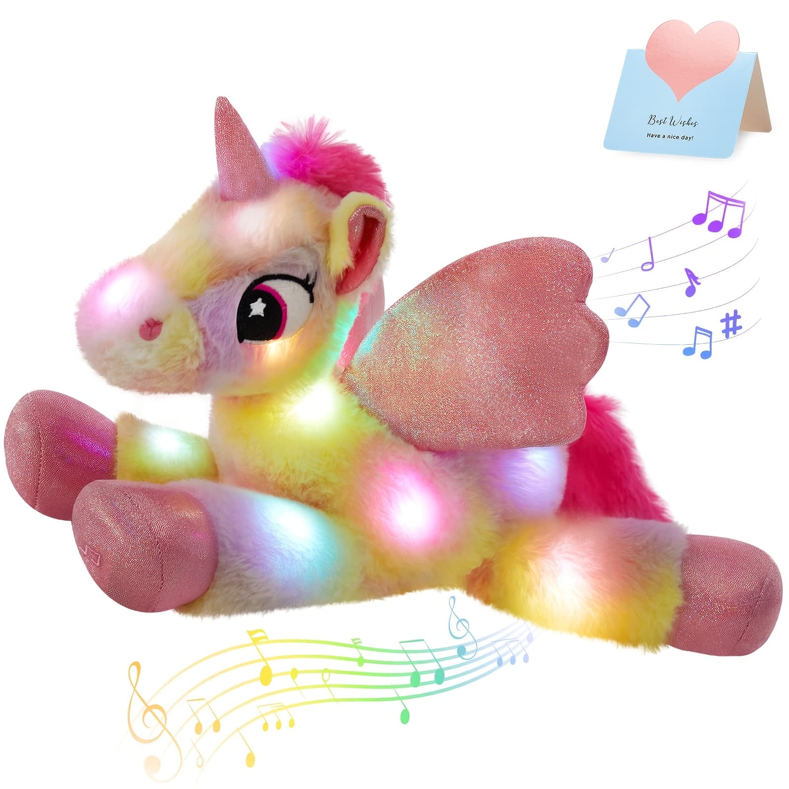 TEMU Musical Glowing Rainbow Unicorn Plush Toy, Adorable And Soft Stuffed Animals, Play Doll, Cute Hugging Doll For Home Decor, Ideal Gift For Birthdays Christmas Valentine's Day, Black Friday