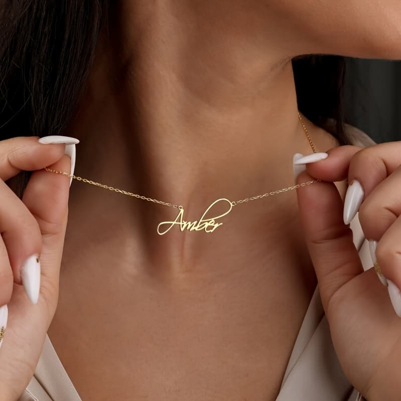 TEMU Custom Name Necklace, Cursive Name Necklace, Easter Gift Necklaces, Personalized Name Necklace, Gift, Name Necklace