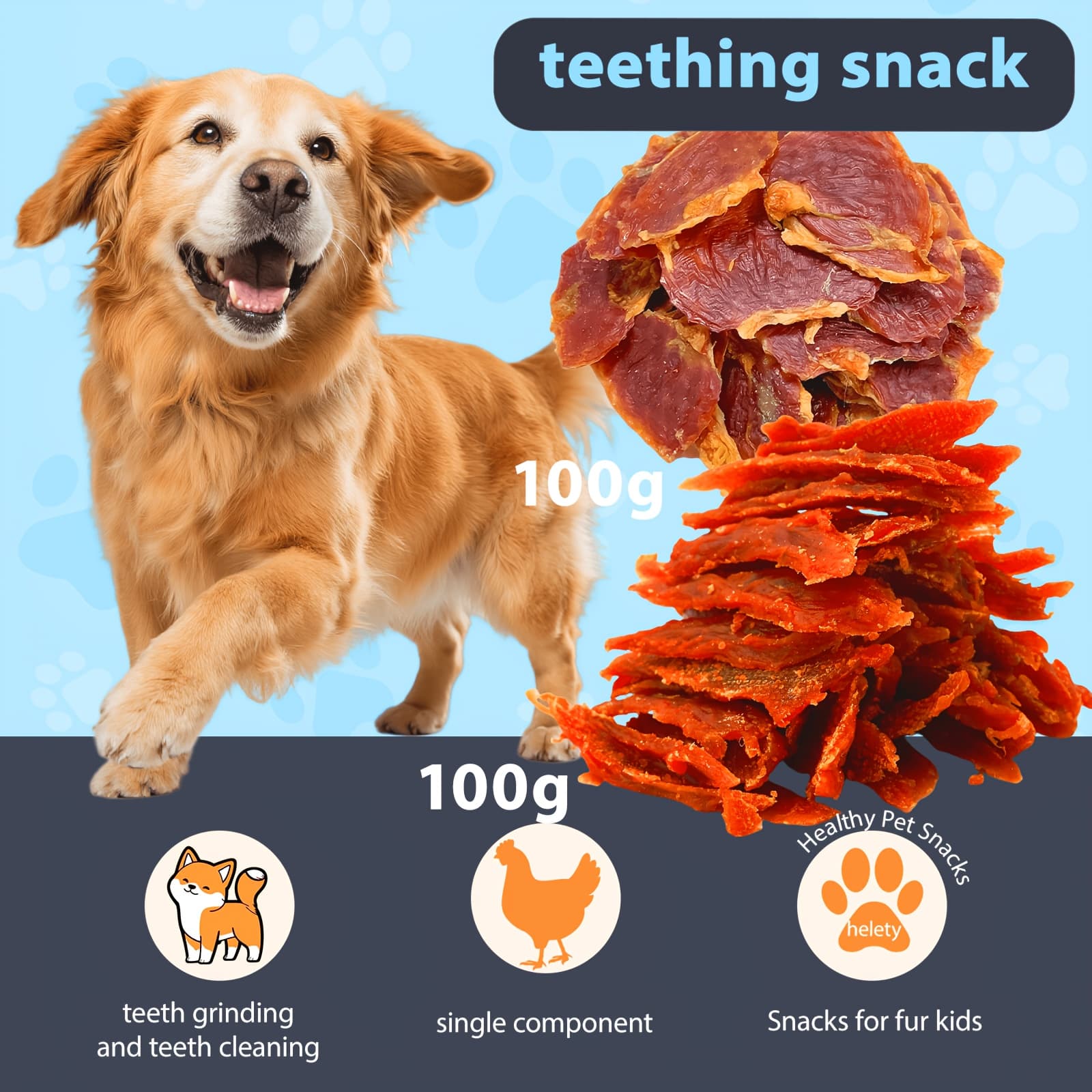 TEMU 100g Chicken Fillet And 100g Duck Jerky, 200g Chicken Fillet, 300g * 2 Teeth Grinding Sticks Combination Pack