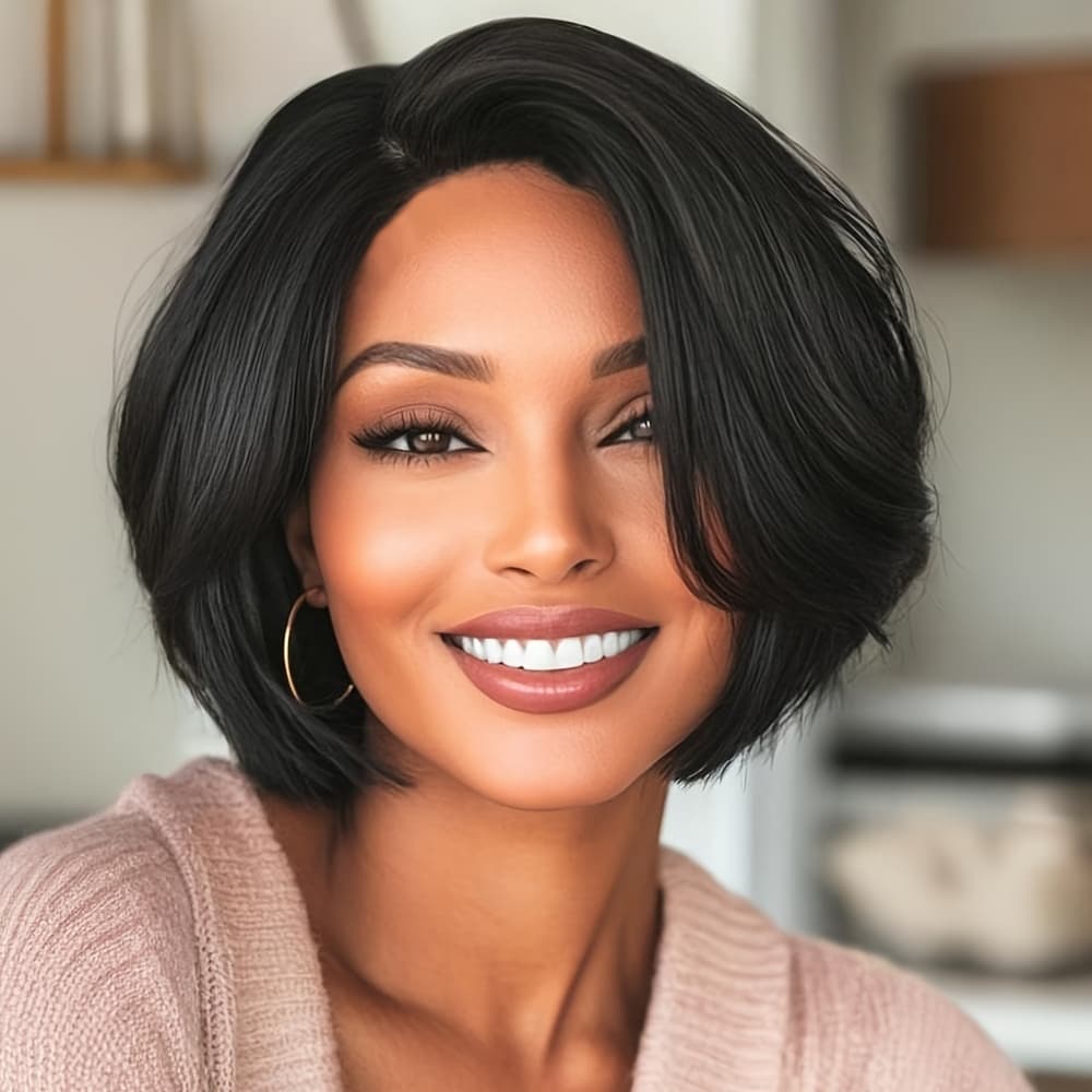 TEMU Nicelatus Short Black Wig Short Hairstyles Synthetic Body Wavy Wigs For Women Short Hair Wigs For Halloween, Christmas Party, Music Festival