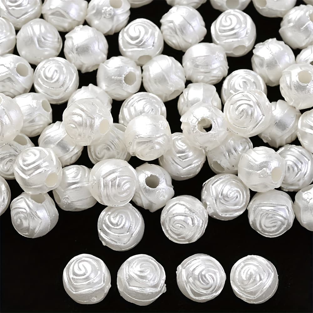 TEMU 200pcs 6mm White Acrylic Rose Beads, Suitable For Diy Necklaces, Earrings, Hair Clips, Phone Cases, Holiday And Birthday Decoration Accessories