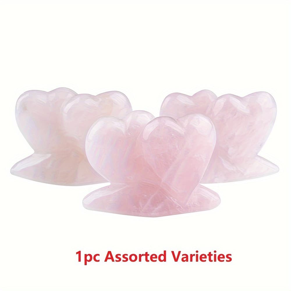 TEMU 1pc Random Rose Quartz Pink Natural Crystal Meditation Ornament For Home Decor Gift Wedding Souvenir