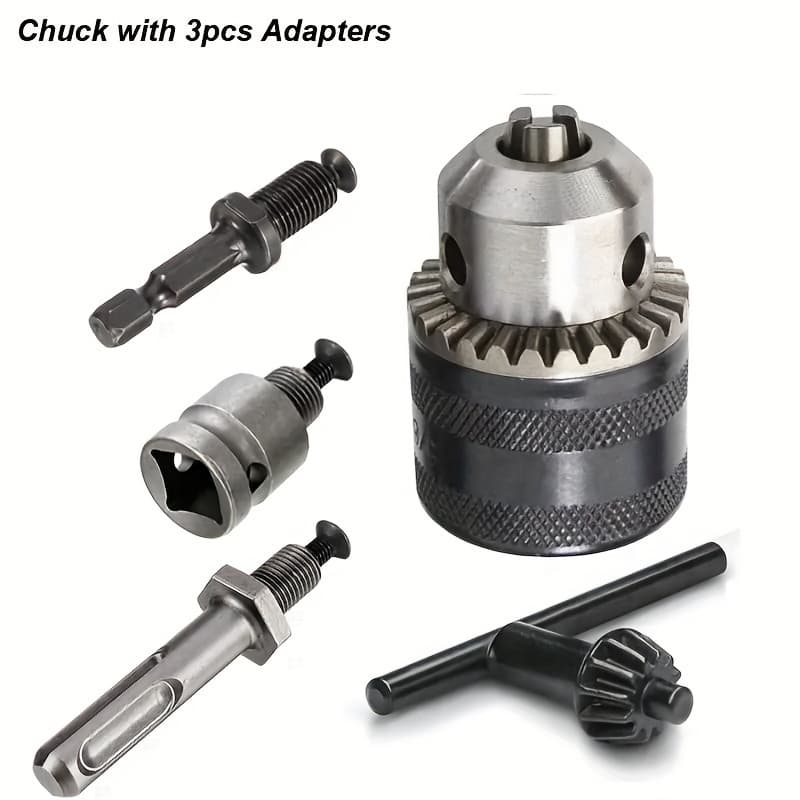 TEMU 3-in-1 Drill Adapter With Sds, Hex & Socket Square - 1/16" To 1/2" For Impact Tools - Steel Construction - Boost Your Drilling Efficiency
