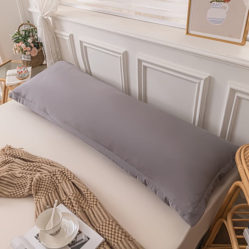 TEMU Plain Color Pillowcase Without Insert, Soft And Breathable Full-body Pillow Cover, High-quality Envelope Style Protector For Bedroom Sofa Home Decor