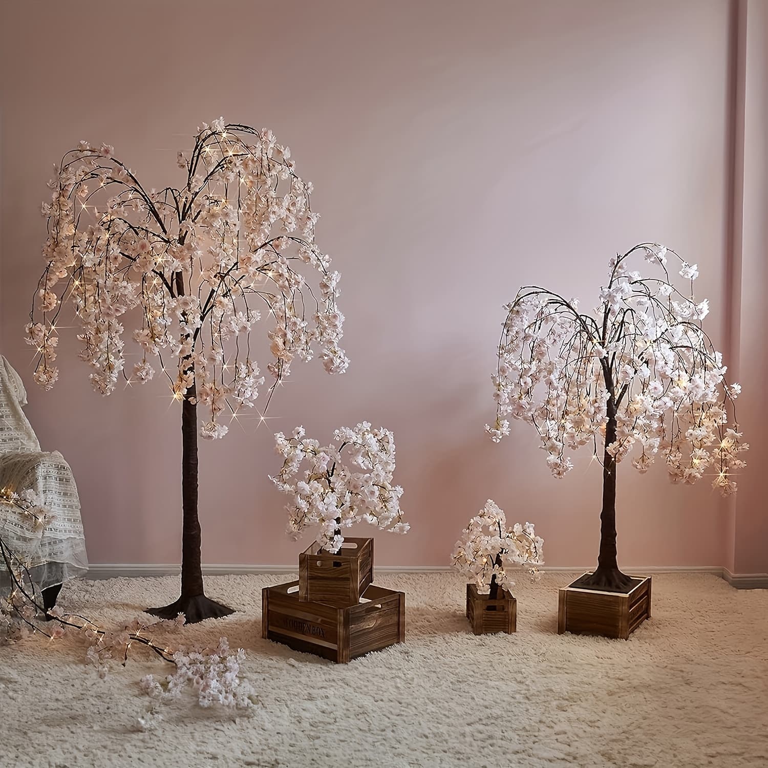 TEMU 23. 6" Led Light-up Tree With Timer, 80 Leds, Battery Operated Artificial Tabletop Bonsai For Weddings, Parties, And Home Decor