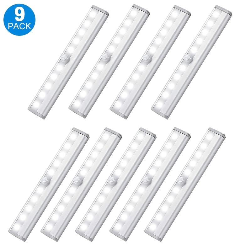 TEMU 18/12/9 Packs Under Cabinet Led Lights | Wireless Motion Sensor, Battery Operated, Magnetic, Dimmable, Auto Off, Daylight Sensor For Kitchen, Bathroom, Closet