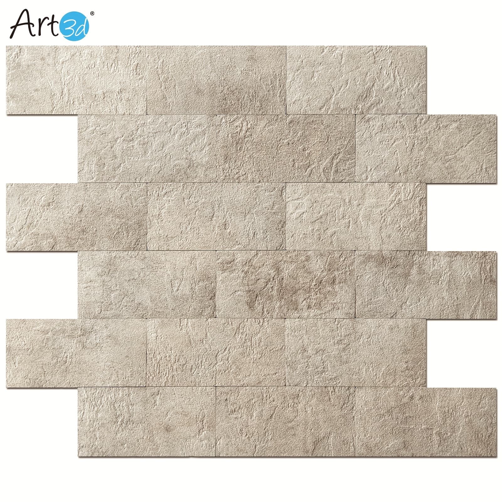 TEMU Art3d 10-pack Self-adhesive Backsplash Wall Tiles With Natural Stone , Plastic Panels In Subway
