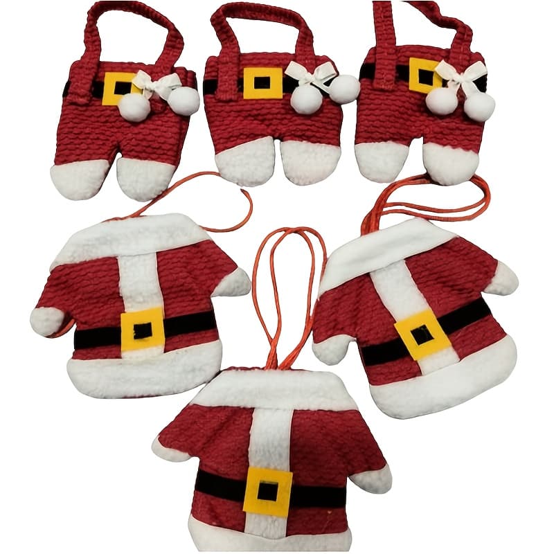 TEMU 6x Santa Suit Christmas Cutlery Holder Tableware Silverware Bag Decorations