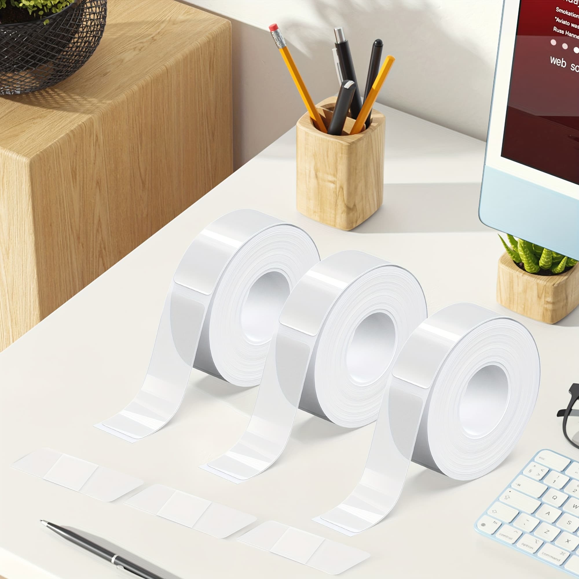 TEMU 3-roll P21/p31 Label Compatible For P21/p31 Labelers - Transparent/white Laminated Labeling Sheets, 180 Labels/roll (3-roll Pack) - Standard Replacement Tape For Office,, Use