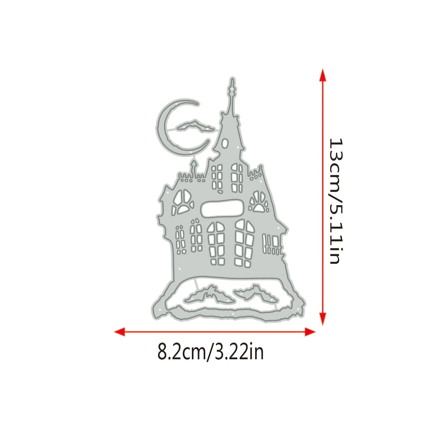 TEMU 1pc Metal Die-cutting Stencil For Scrapbooking & Crafts - Gothic Bat Castle Design With Moon & Bats, Includes 3 Dies, 3 Pointers, 3 Trojels, 3 Fustelles, Diy Paper Crafts, Crafting Supplies