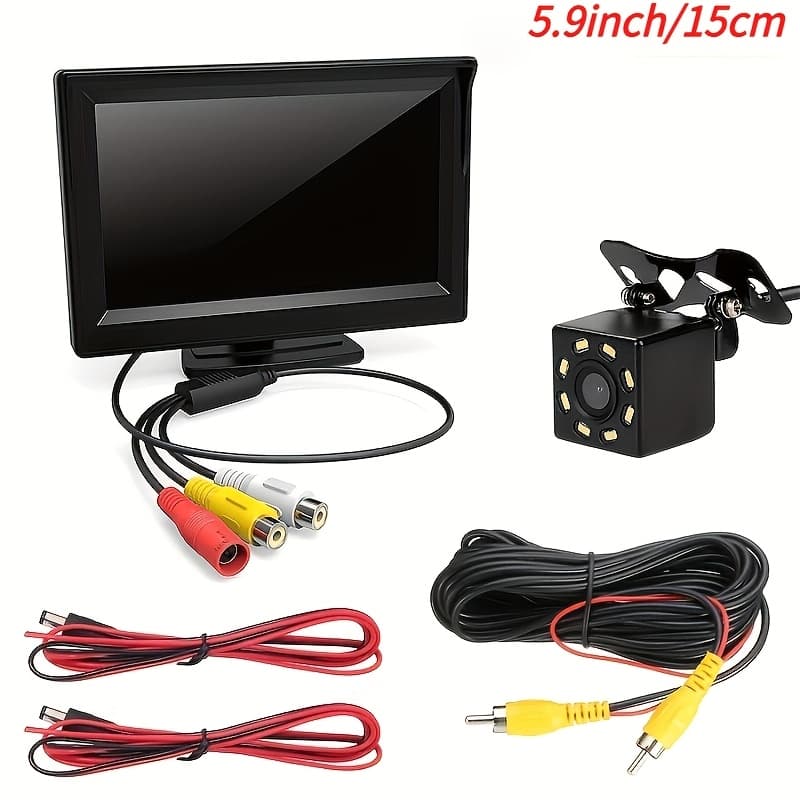 TEMU Car Rearview Mirror Hd Parking System With Night .3 Inch Monitor 8 Led Hd Reverse With For And Reversing Perfect For Cars Pickups Suvs No Battery Required