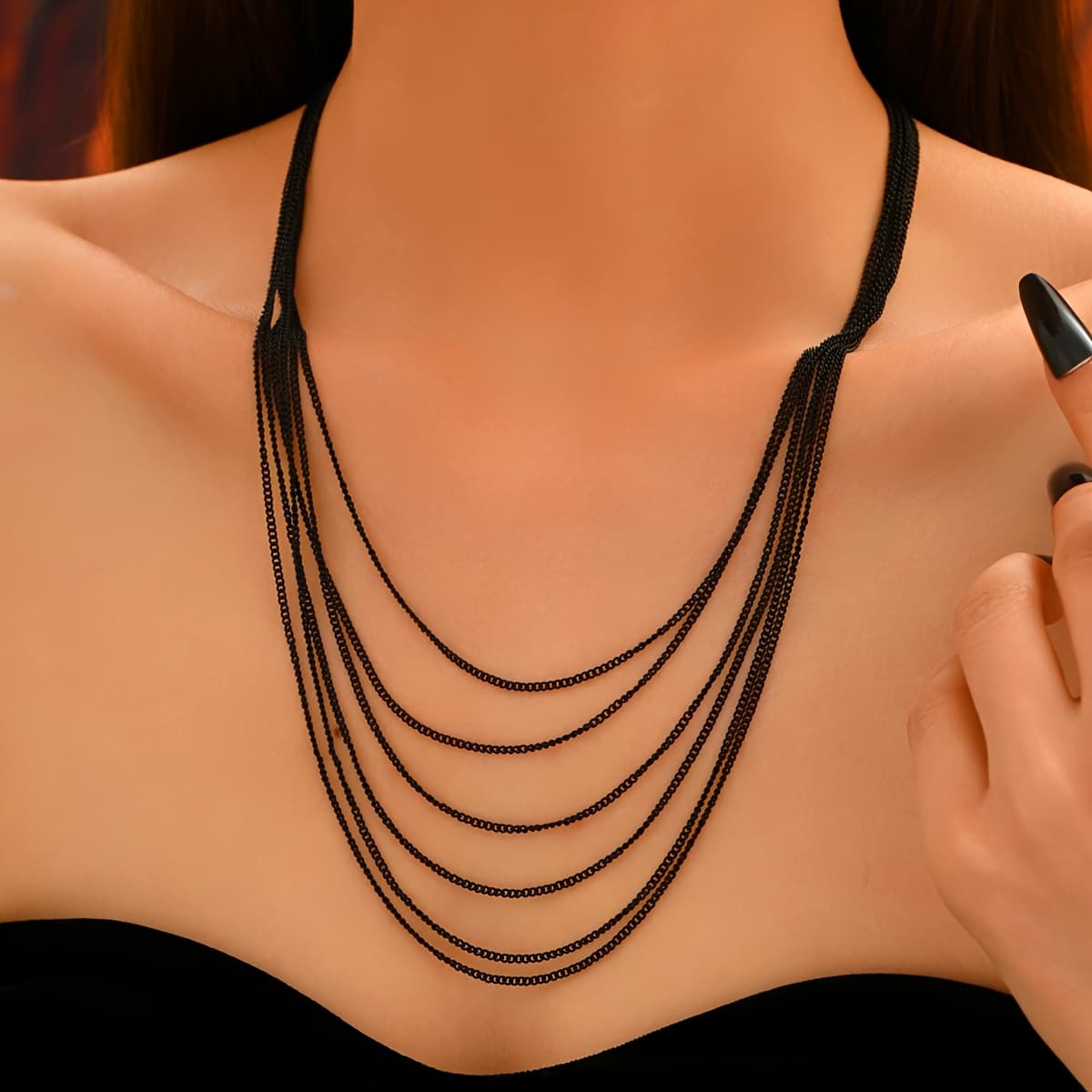 TEMU A New European And Halloween Vintage Gothic Layered Tassel Chain Long Necklace For Women, Perfect For Daily , , And Parties; A Easy And Versatile Accessory