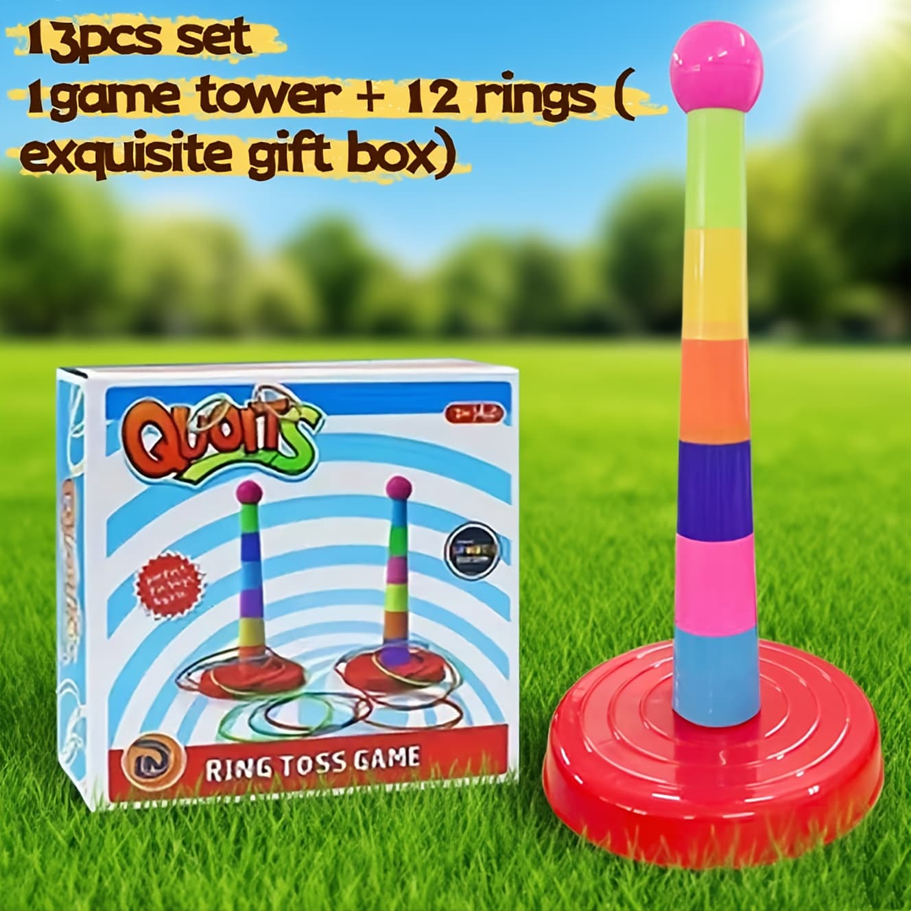 TEMU Colorful Set Featuring 12 Rings - Puzzle Toys For Teens, Ideal For Outdoor Fun, Family , Celebrations, And Contests, Made From Sturdy Plastic, Suitable For Labor Day, Halloween, And Christmas