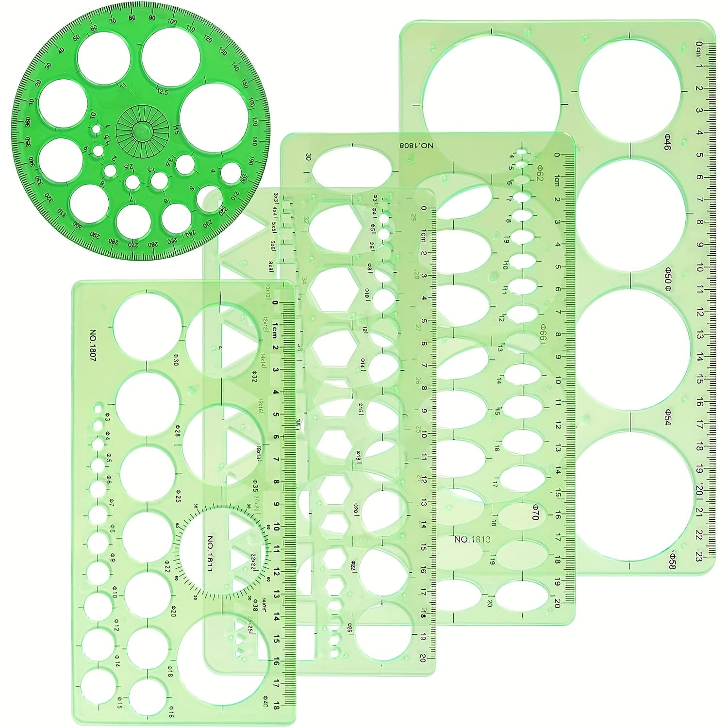 TEMU 5pcs Drawing Template Set, Including Circle, Oval, , And Geometric Drawing Templates, The Tool And School Supply
