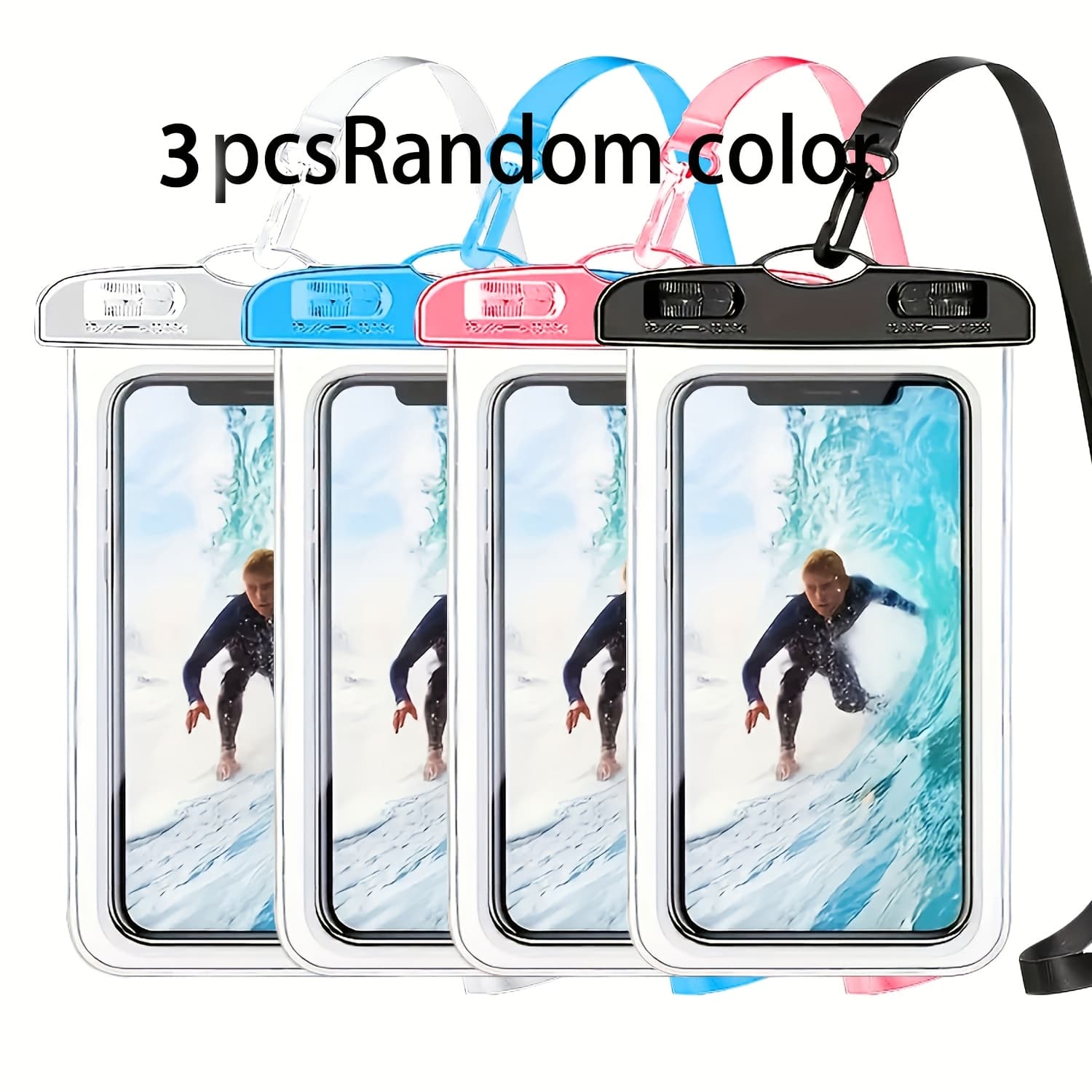 TEMU 3pcs Phone Pouch, Pvc Transparent Night Light With Sealable Touchscreen, Trendy Portable Swimming/surfing Phone Case