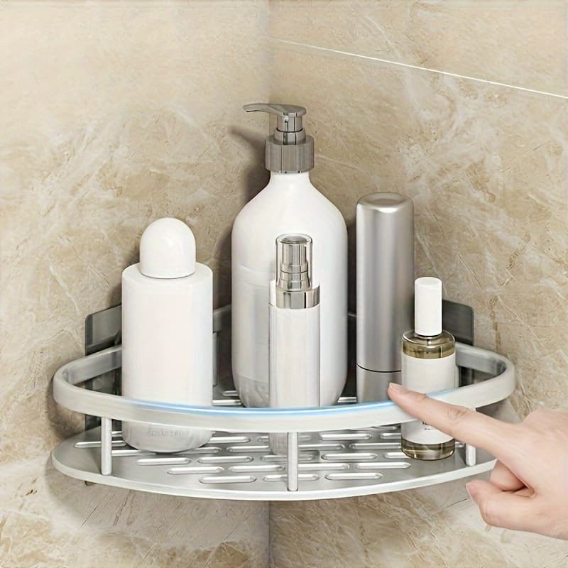 TEMU Bathroom Shelves No-drill Wall Mount Corner Shelf Shower Storage Rack Holder For Wc Shampoo Organizer Bathroom Additions