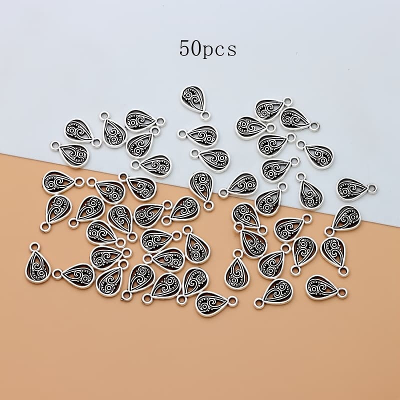 TEMU 50pcs Ancient Silvery Pendant Charms Alloy Pendant Pendants Charms For Making Ideal For Bracelets And Necklaces Earrings Crafting Accessories