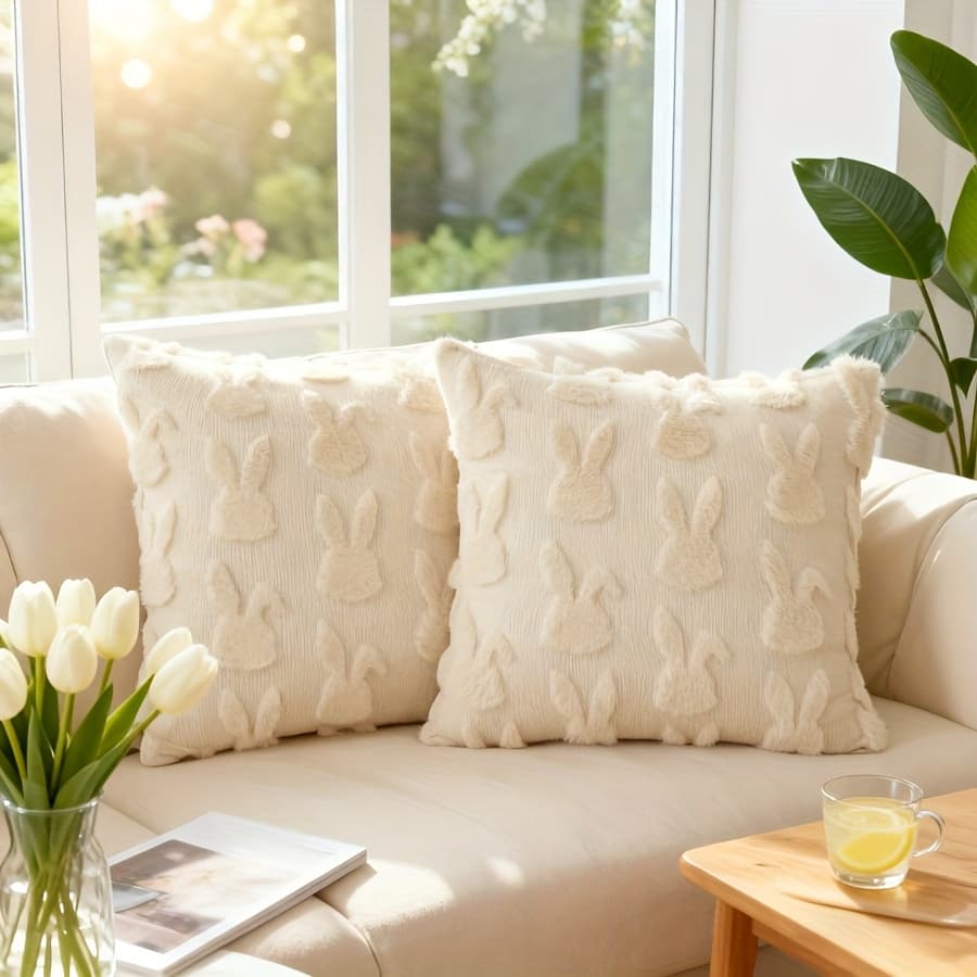 TEMU 2pcs, 3d Short Plush Throw Pillow Cover, Nordic Ins-style With A Cute Aesthetic, 18x18 Inch, Cover For Easter, , And Seasonal Home Decor For Sofa, Living Room, Or Bedroom, No Pillow Core