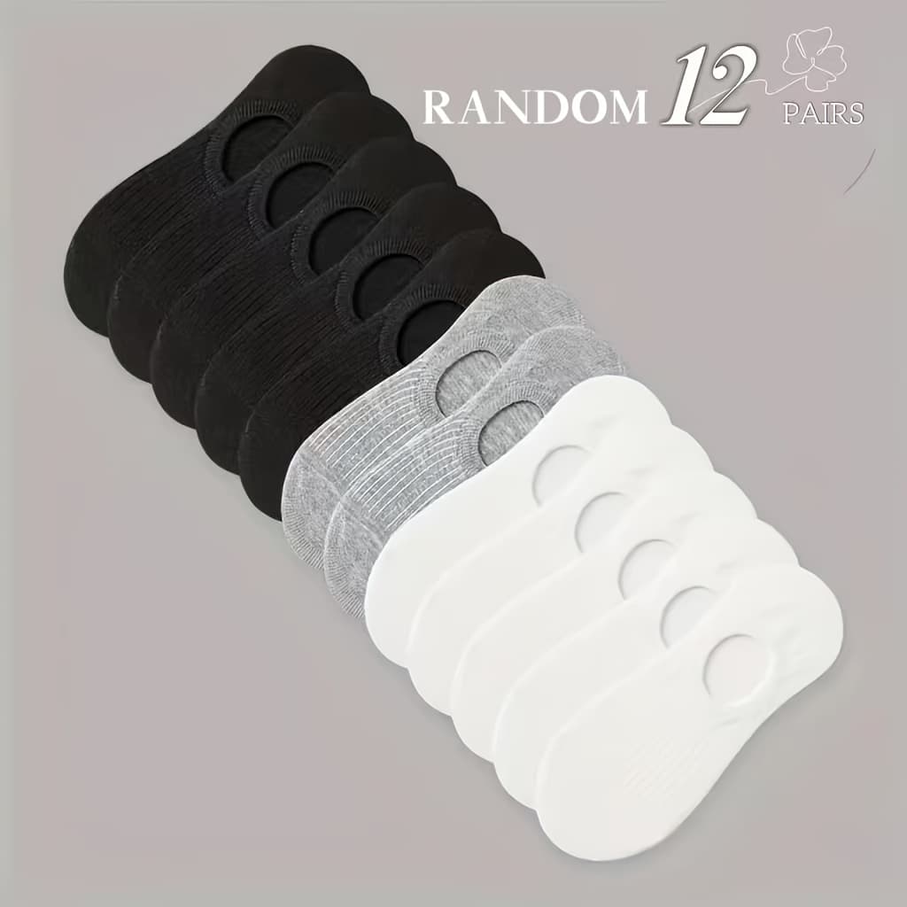 TEMU 12-pair Random Simple Solid Color Casual Ankle Socks, Comfortable And Breathable Unlined No-show Socks, Unisex