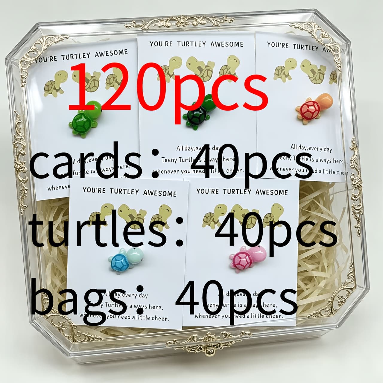 TEMU 120pcs Mini Turtle Card Gift Set Includes Cards, Adhesive Dots, Turtles And Bags. Encouraging, , Friendship Support Gift