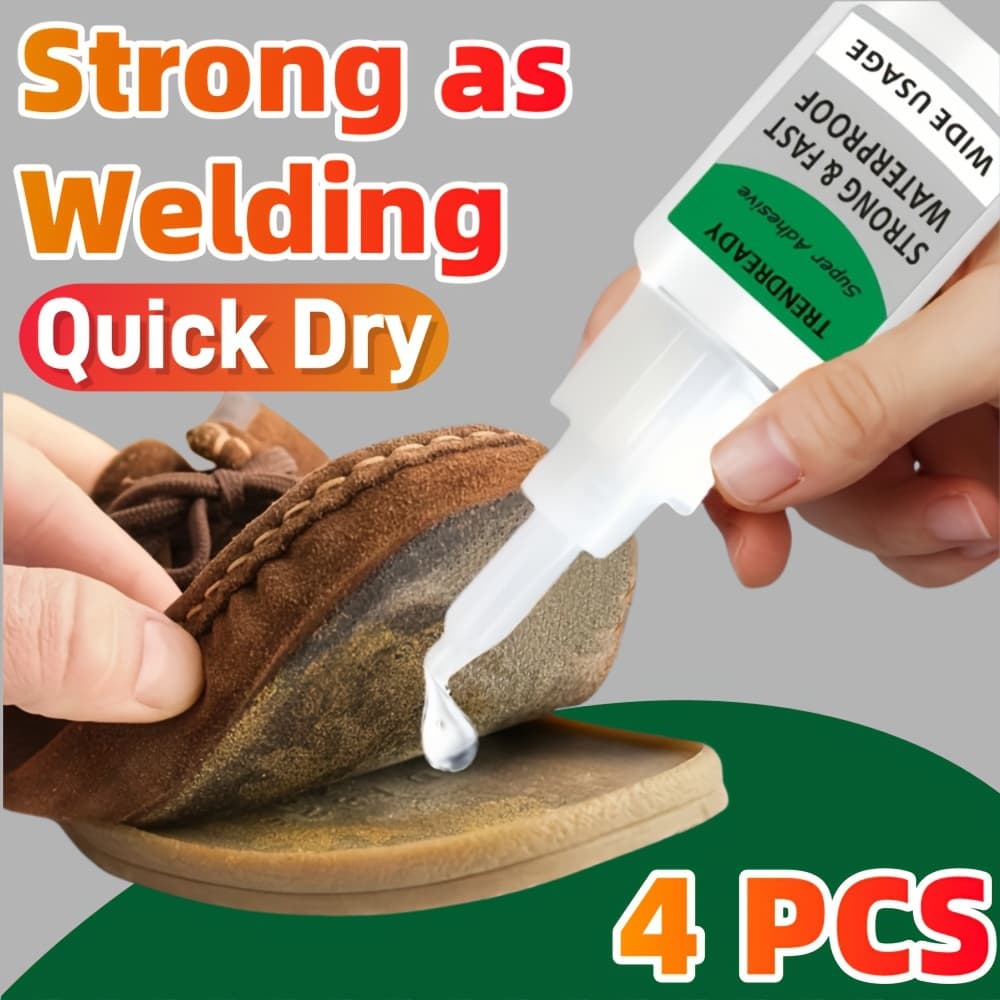 TEMU 4pcs Heavy Duty Super Glue - Fast Drying Clear Waterproof Adhesive, - Strong For Plastic, Wood, Metal, Ceramic, Leather, Pvc - Suitable For Diy Crafts, , Nail & Shoe Repairs - Multi- Glue