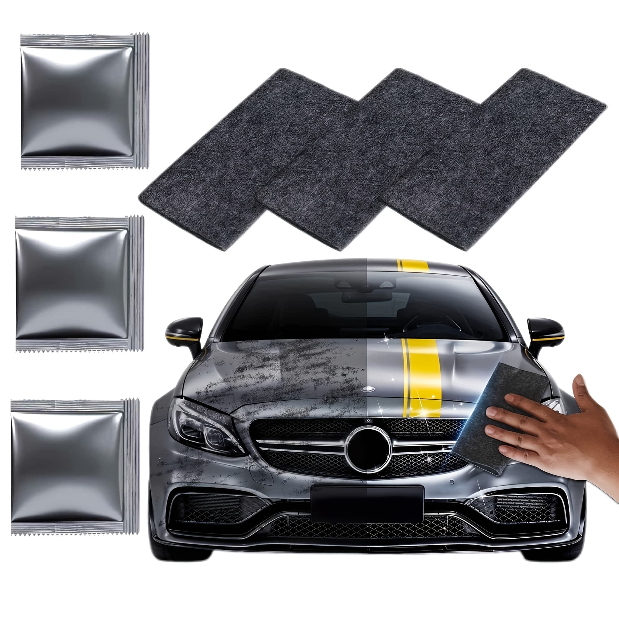 TEMU 2026 Cloth Car Scratch Remover Upgraded Version, Nano , Repairs All Car Scratches And Water Stains - Black