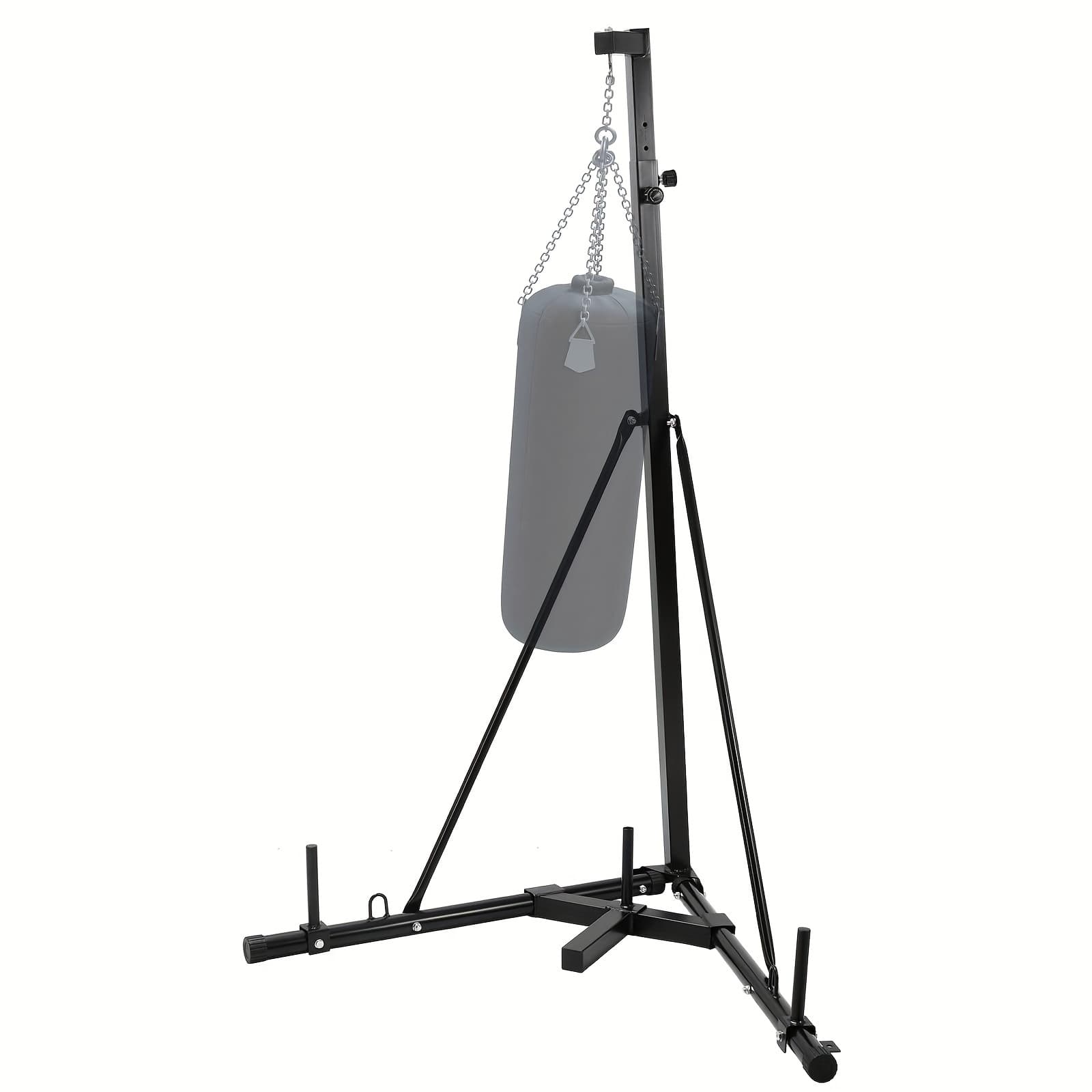 TEMU Heavy Boxing Bag Stand, Height Adjustable Punching Bag Stand, Freestanding Boxing Bag Stand W/3 Plate Pegs, Steel Sandbag Rack For Home Gym, Up To 150 Lb (without Boxing Bag)