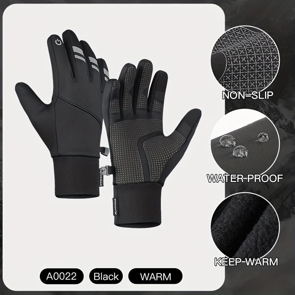 TEMU 1 Pair Men's & Women's Thermal Winter Gloves Compatible For Smartphone Touchscreen, Anti-slip Grip, Warm With Wrist Strap Closure For Skiing, Cycling, Hiking, Outdoor Sports - Weather Gloves